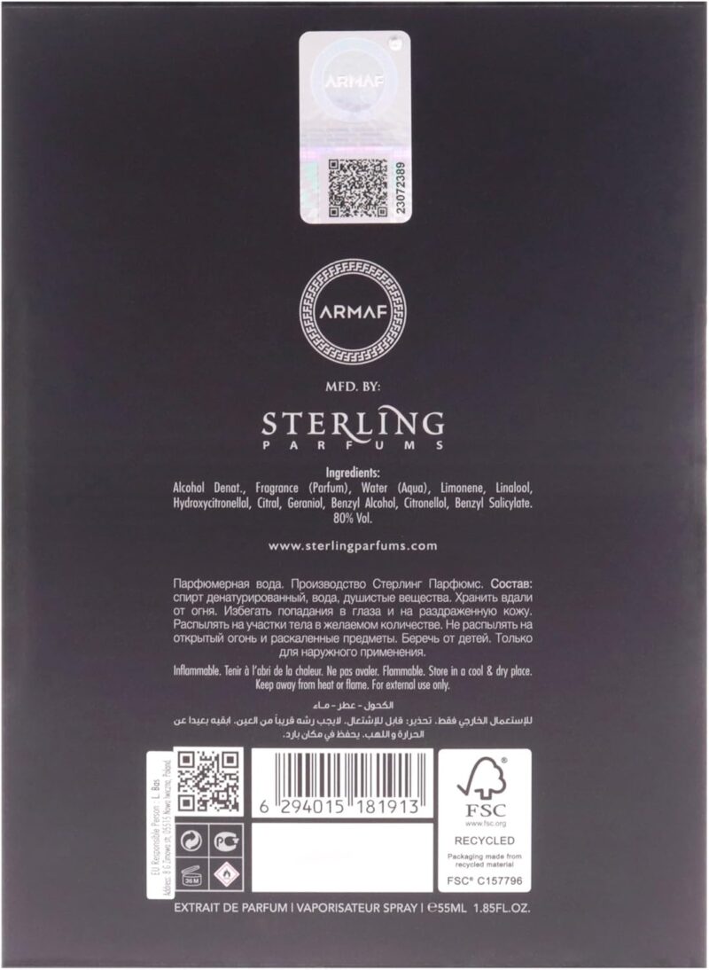 Club De Nuit Precieux, Perfume Unisex, EDP 55ml – Armaf